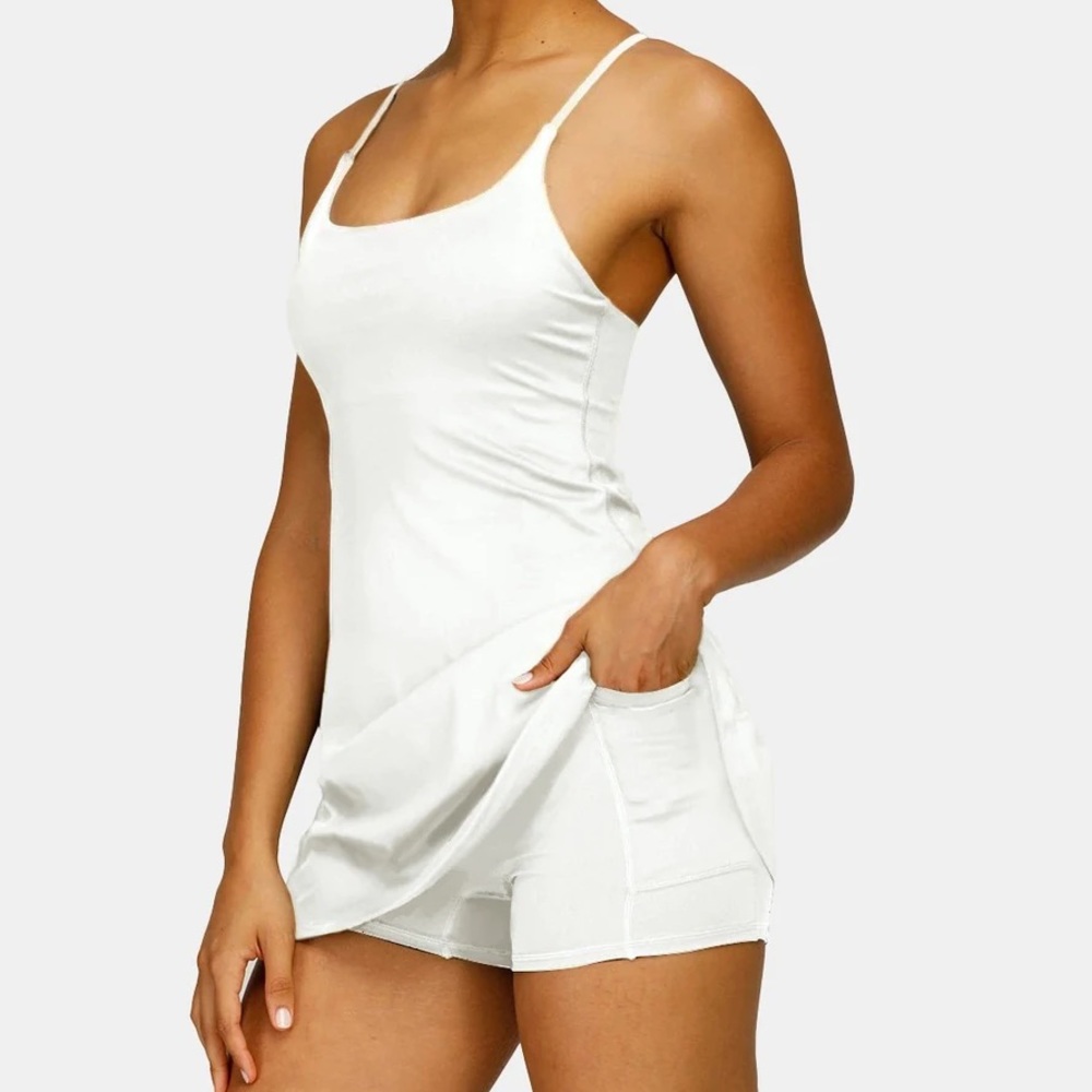 Halara XS White - Ice Princess - Everyday Cloudful 2-in-1 Flare Golf Dress